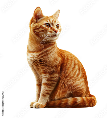 A curious ginger cat sitting gracefully while observing its surroundings during daylight