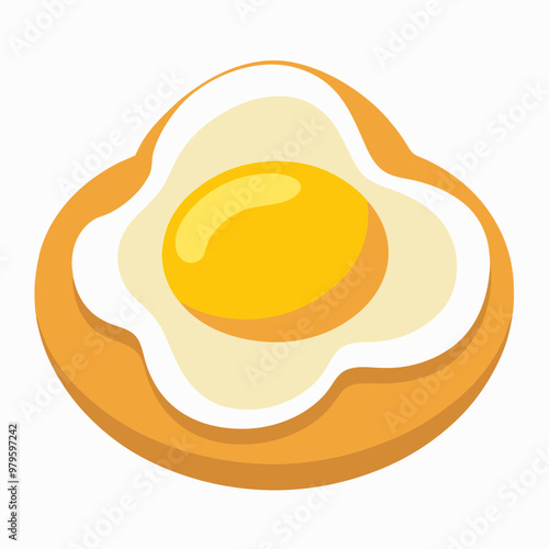 Creative art illustration of Eggs Benedict on a white background.