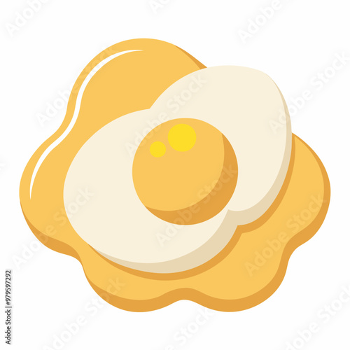 Creative art illustration of Eggs Benedict on a white background.