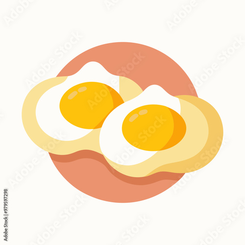 Creative art illustration of Eggs Benedict on a white background.