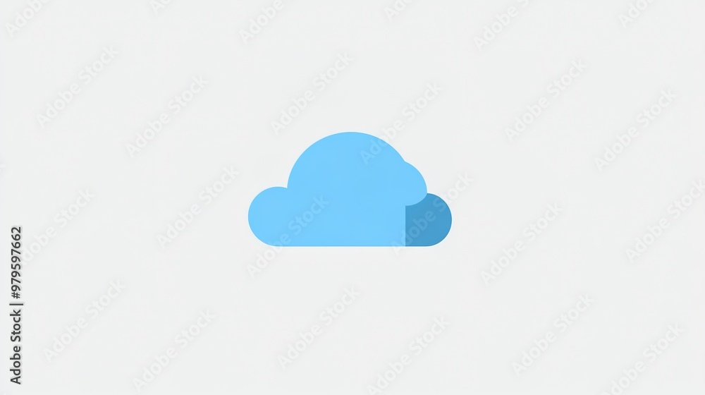 Flat vector logo featuring a single, abstract cloud shape in solid soft blue, with simple rounded edges and no gradients, symbolizing tranquility and clarity. Flat vector logo featuring a single, abstract cloud shape in solid soft blue, with simple rounded edges and no gradients, symbolizing tranquility and clarity.