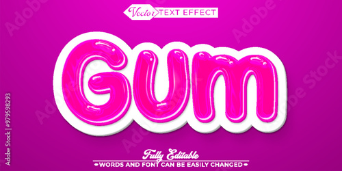 Cartoon Bubblegum Vector Editable Text Effect Template