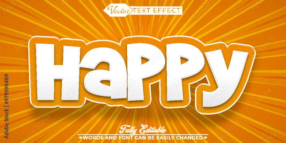 Fototapeta premium Happy Vector Editable Text Effect Template