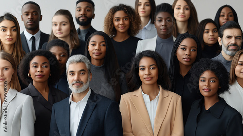 Diverse group of business people standing united together