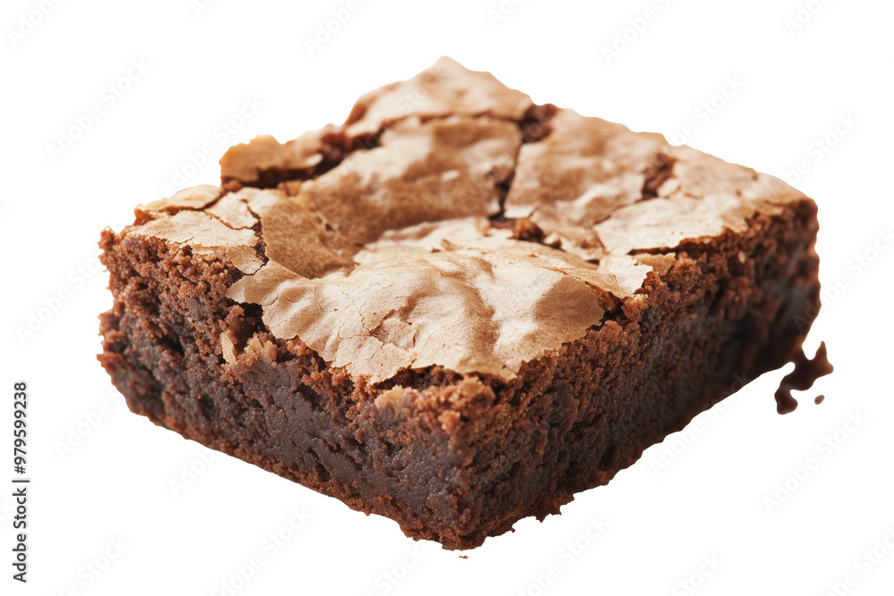 Delicious homemade brownie on a clean white background showcasing its rich, fudgy texture Delicious homemade brownie on a clean white background showcasing its rich, fudgy texture