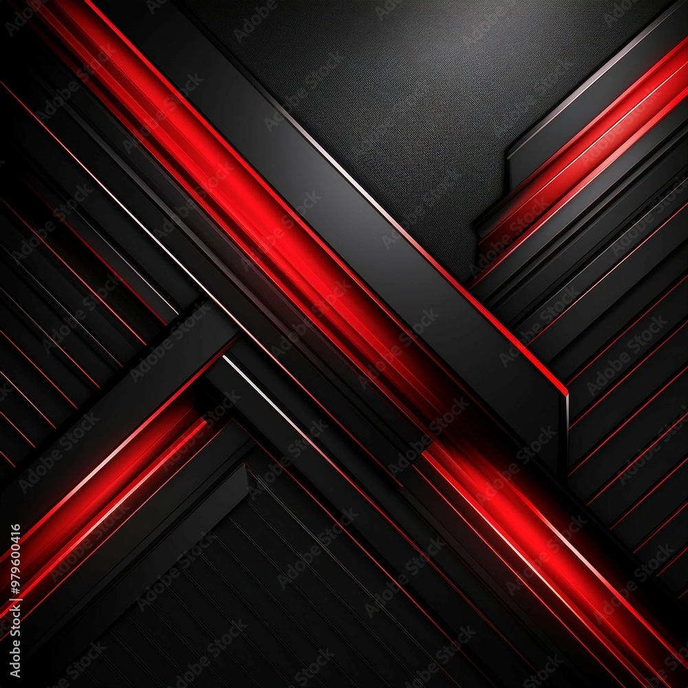 Obraz premium Futuristic Black and Red Geometric Background Design