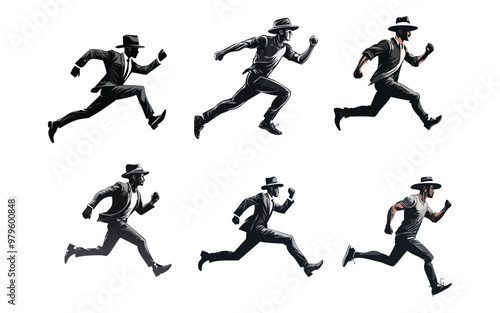 silhouette of a man running vector illustration, on a white background;