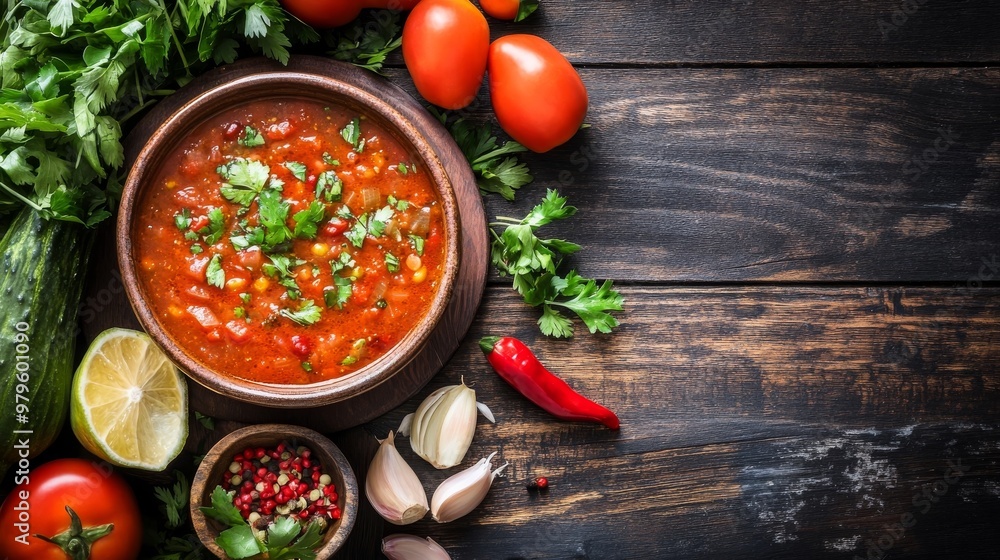 Veg soup, fresh, top view