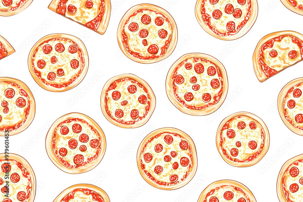 Pizza backdrop. Back line pizza pattern on white background. Pizza backdrop. Back line pizza pattern on white background.