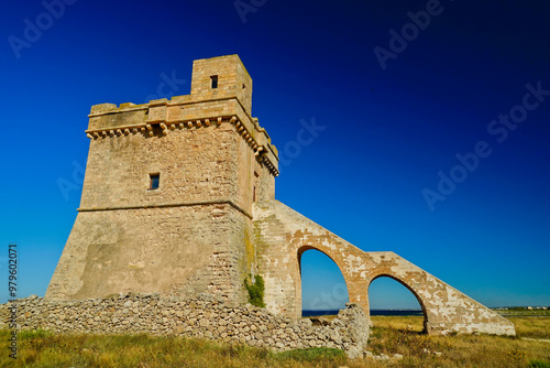 Torre Squillace, la struttura difensiva si affaccia sulla costa ionica del Salento. Lecce, Puglia, Italia photo