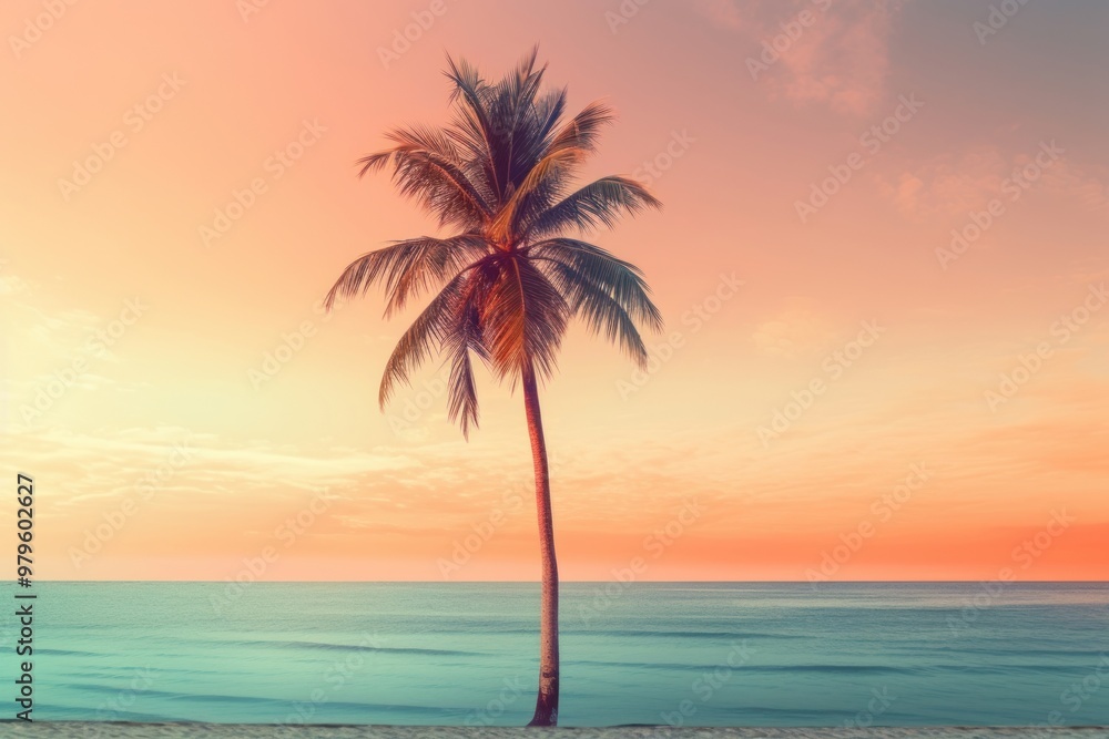 Palm tree on the beach outdoors horizon nature. Palm tree on the beach outdoors horizon nature.
