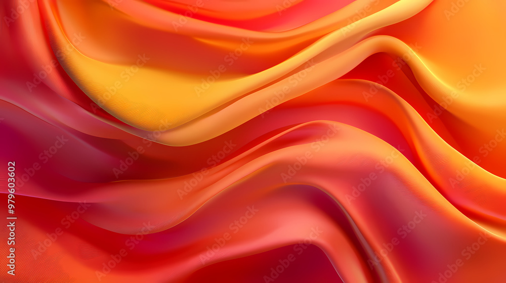 Abstract flowing orange red fabric with soft waves, warm colors and smooth curves, conveying a sense of elegance and luxury. Warm Colors. Illustration Abstract flowing orange red fabric with soft waves, warm colors and smooth curves, conveying a sense of elegance and luxury. Warm Colors. Illustration