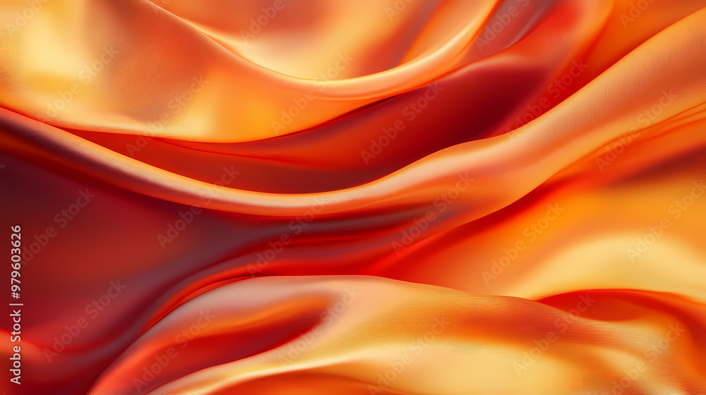 Abstract flowing orange red fabric with soft waves, warm colors and smooth curves, conveying a sense of elegance and luxury. Warm Colors. Illustration Abstract flowing orange red fabric with soft waves, warm colors and smooth curves, conveying a sense of elegance and luxury. Warm Colors. Illustration