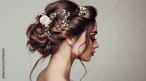 Bridal hairdo - white background