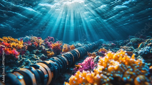 optical cable on the seabed	