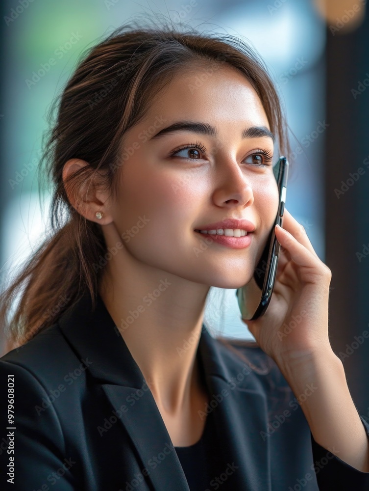 Busy Business Professional Talking on Cell Phone Busy Business Professional Talking on Cell Phone