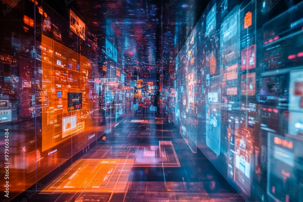 Naklejka premium The Rise of Virtual Stores, E commerce Growth