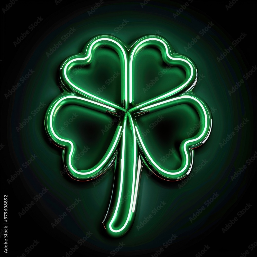 Neon glowing four-leaf clover Neon glowing four-leaf clover