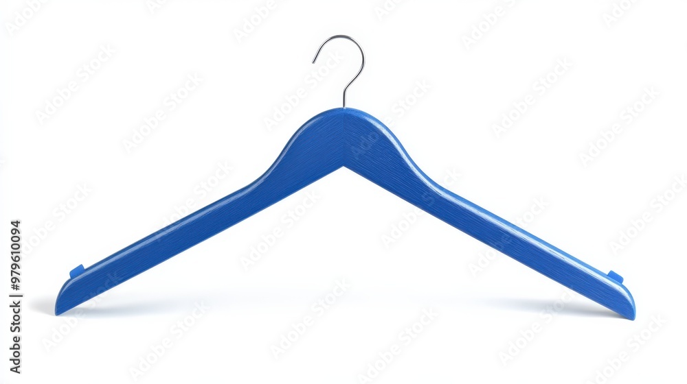 Hanger Isolated: Blue Wooden Hanger on White Background for Clothing Accessories Hanger Isolated: Blue Wooden Hanger on White Background for Clothing Accessories