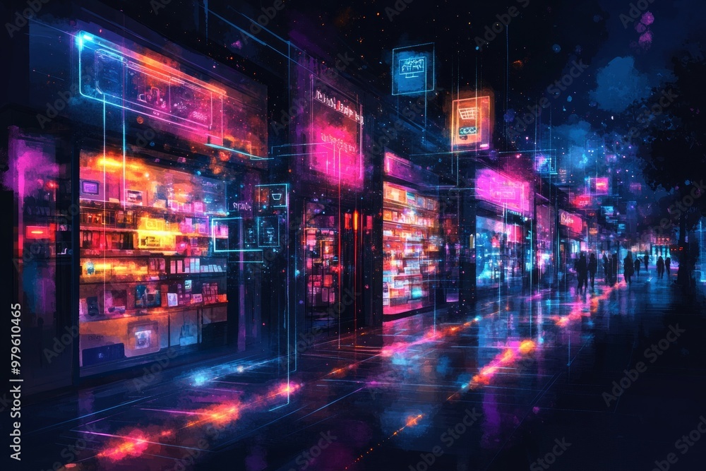 Obraz premium The Rise of Virtual Stores, E commerce Growth