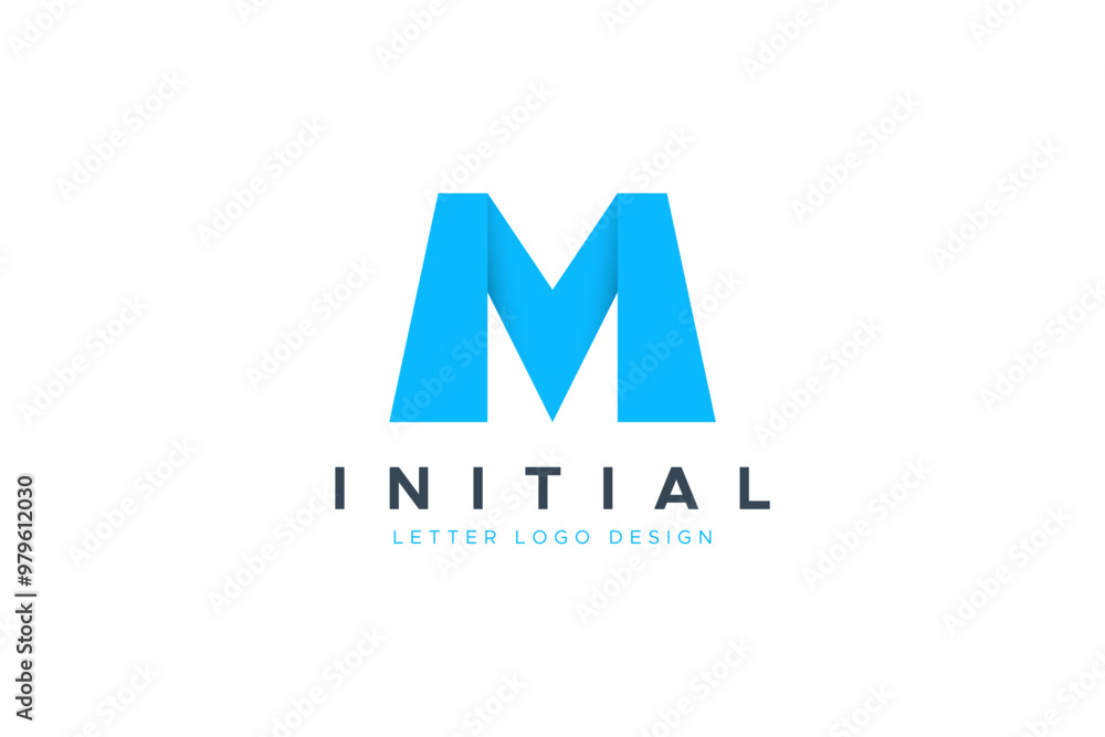 Initial Letter M Logo. Blue Geometric M And V Letter Linked Origami Style Isolated On White Background. Flat Vector Logo Design Template Element Usable For Branding Logos. Initial Letter M Logo. Blue Geometric M And V Letter Linked Origami Style Isolated On White Background. Flat Vector Logo Design Template Element Usable For Branding Logos.