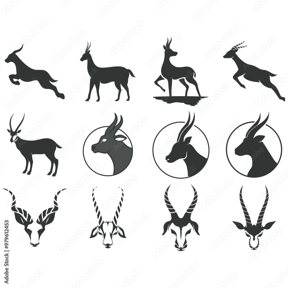 Icon set antelope. Icon set antelope.