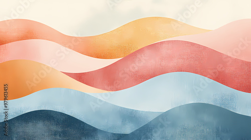 Abstract pastel textured waves with earthy color palette. Pastel Palette. Illustration