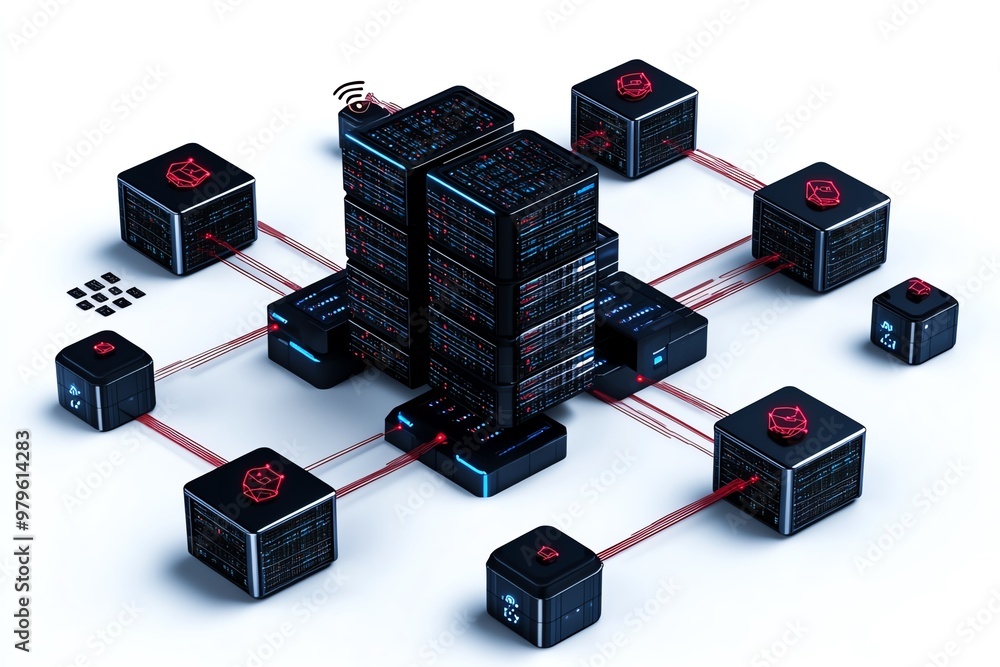 A diagram of a distributed database system, showing multiple ...