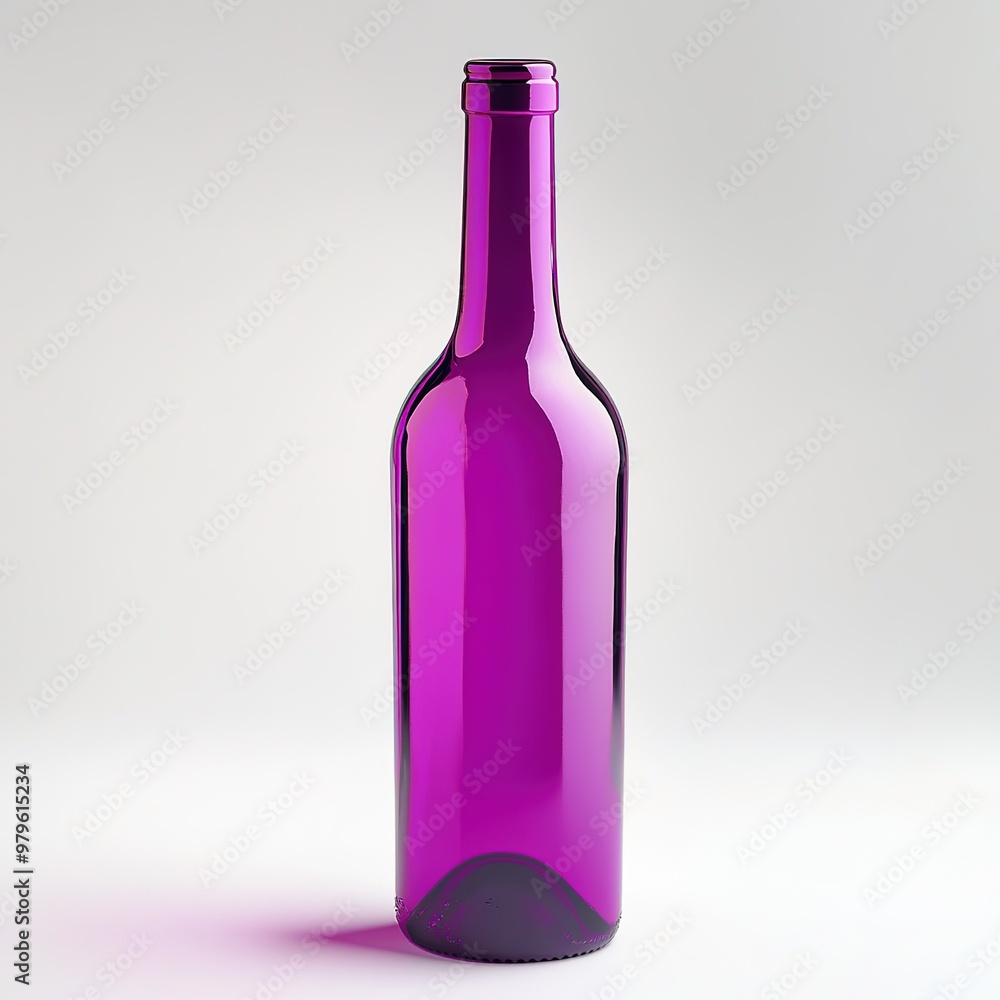 Magenta wine bottle on white background, minimal and modern design for product display, branding, or packaging concept. Magenta wine bottle on white background, minimal and modern design for product display, branding, or packaging concept.