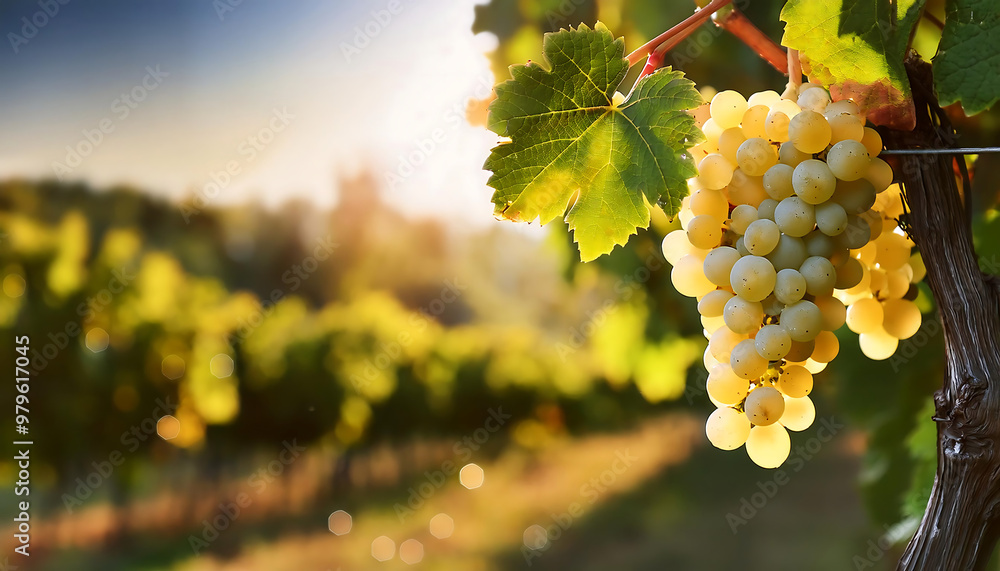 Fototapeta premium white grapes hanging vine