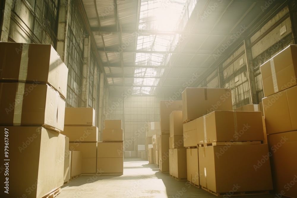 Warehouse Storage: A Stack of Cardboard Boxes in a well-lit warehouse, showcasing the efficiency of logistics and inventory management.
Warehouse Storage: A Stack of Cardboard Boxes in a well-lit warehouse, showcasing the efficiency of logistics and inventory management.