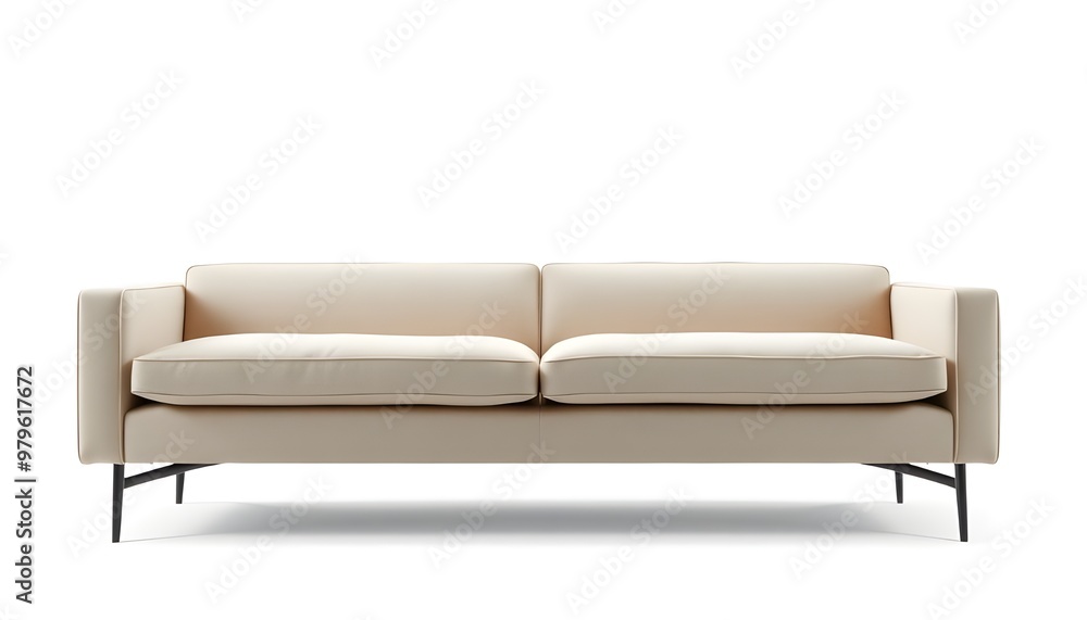 A contemporary sofa with a minimalist fabric design and clean lines, isolated on a white background. A contemporary sofa with a minimalist fabric design and clean lines, isolated on a white background.