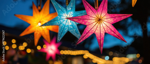 Vibrant Filipino Parol Lantern Festival Illuminating the Night Sky in a Christmas Celebration