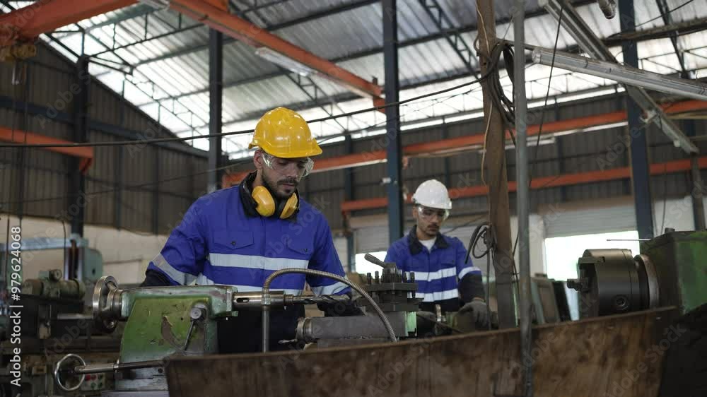 Blue collar workers are working at metal factory. Engineering and metal worker. Blue collar workers are working at metal factory. Engineering and metal worker.