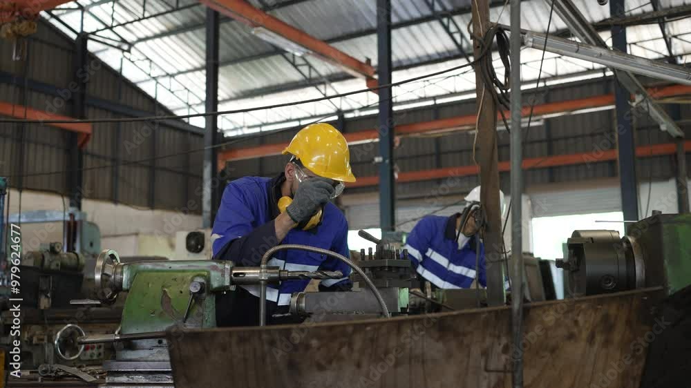 Blue collar workers are working at metal factory. Engineering and metal worker. Blue collar workers are working at metal factory. Engineering and metal worker.