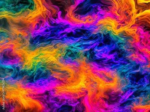 An abstract dynamic illustration of vibrant swirling clouds