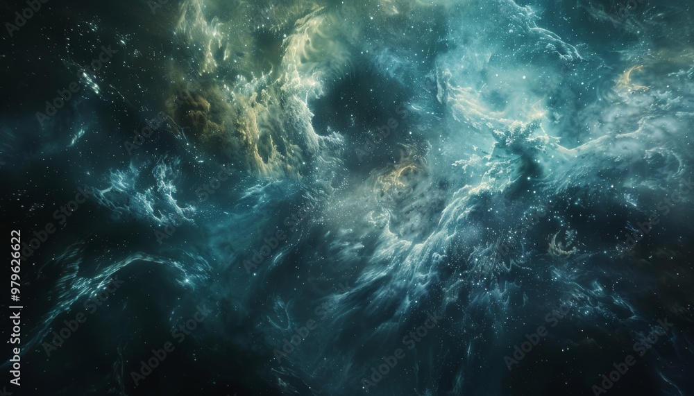 Fototapeta premium Mystical Cosmic Explosion in Vibrant Space Nebula Surreal Astral Landscape of Celestial Wonders