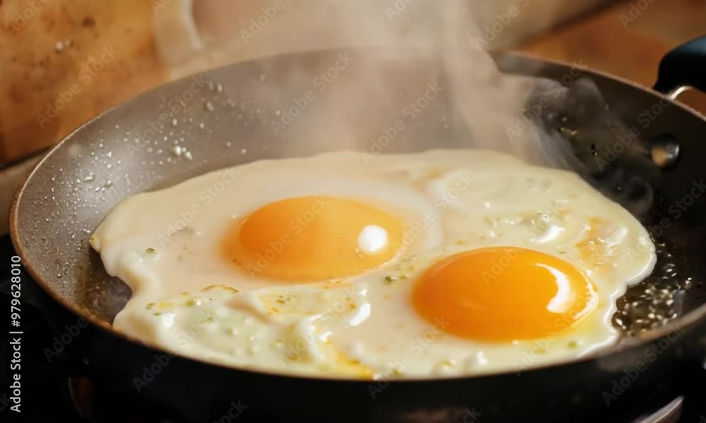 breakfast. frying eggs in a frying pan breakfast. frying eggs in a frying pan