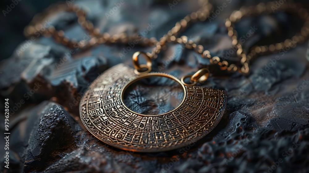 A closer look to an ancient necklace with mysterious words reveals an overview to the sky A closer look to an ancient necklace with mysterious words reveals an overview to the sky