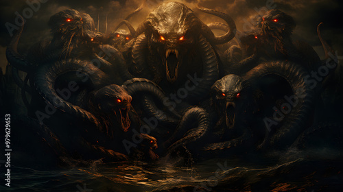 The Lernaean Hydra: Brutal Serpent Beast from Greek Mythology Unleashed photo