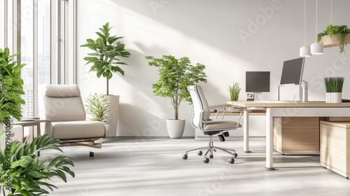 Bright and Airy Modern Office Space with Greenery