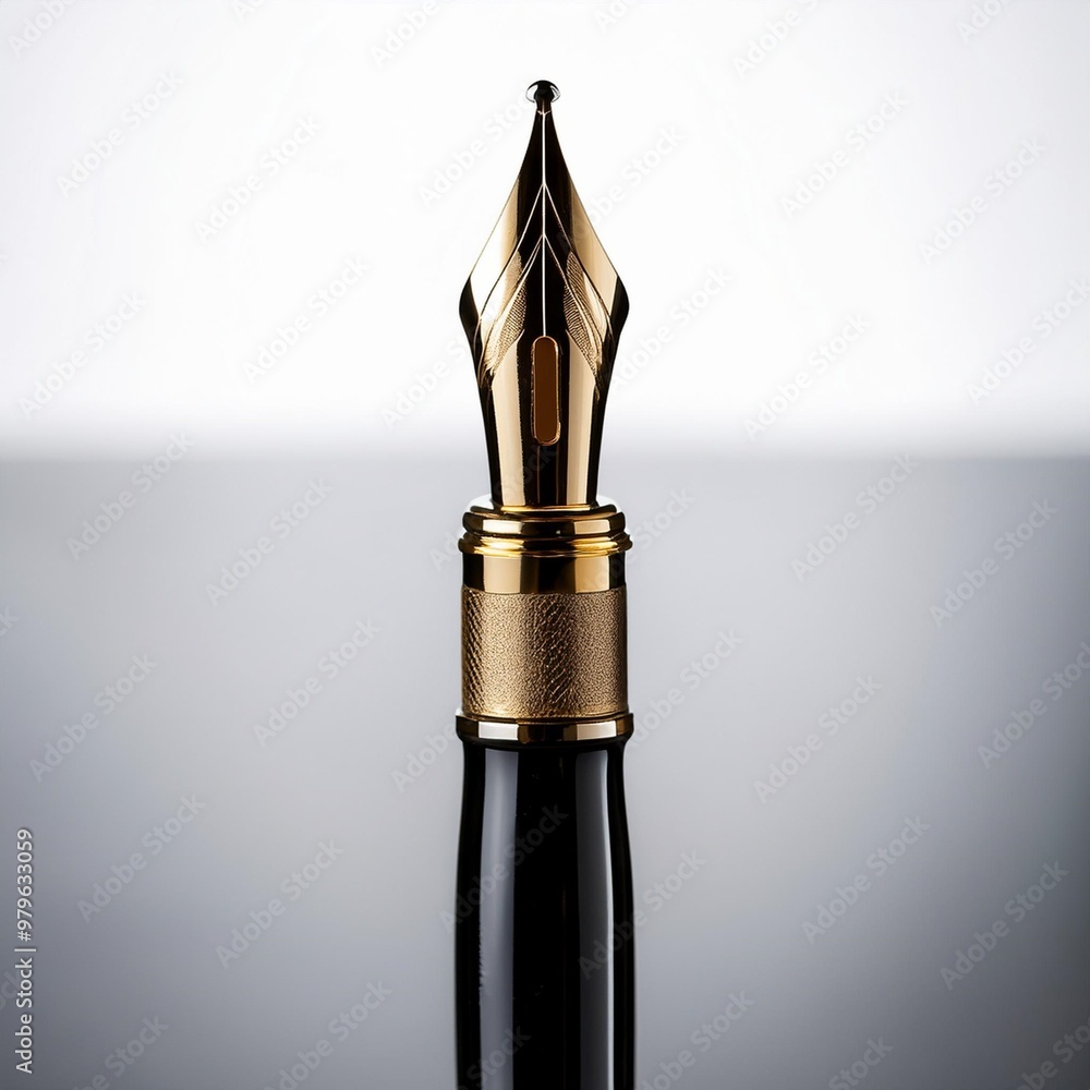Isolated classic fountain pen with depth of field showcasing nib detail and sleek design Isolated classic fountain pen with depth of field showcasing nib detail and sleek design