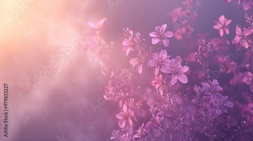 Realistic 3D floral background with steam creating a serene and dynamic atmosphere. No logos or people included.