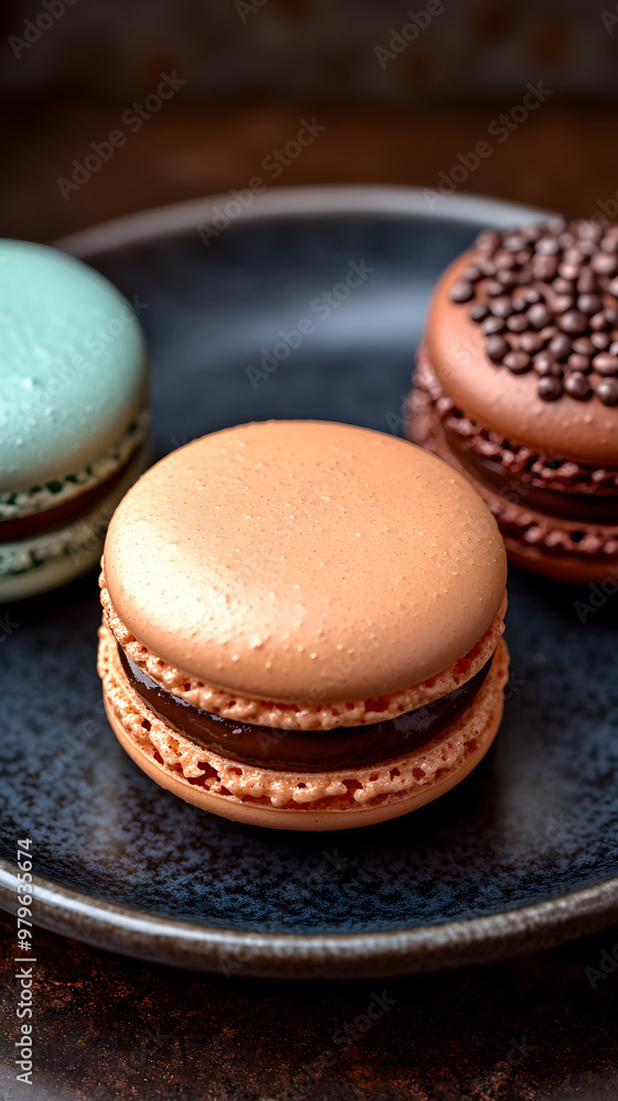 set of colorful macarons on plate natural, clean composition, set of colorful macarons on plate natural, clean composition,