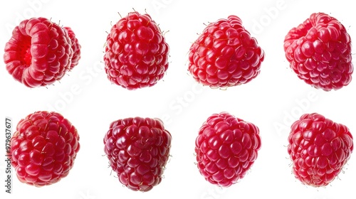 Raspberry closeup view isolated over white background