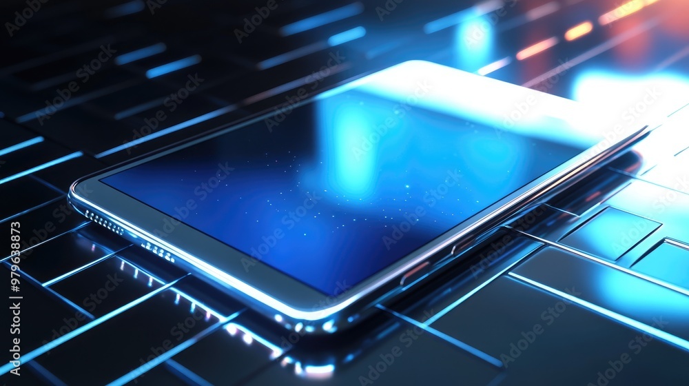 3D illustration of a touchscreen tablet device 3D illustration of a touchscreen tablet device
