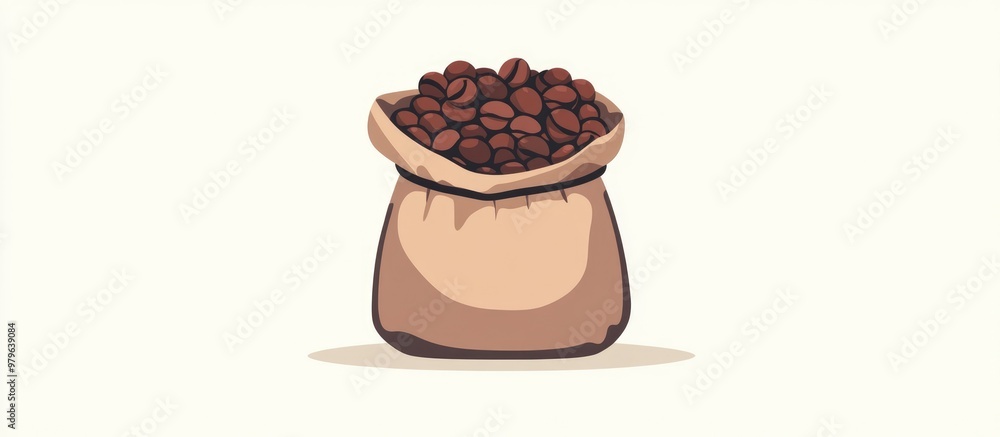 Flat color illustration of a coffee bean bag Flat color illustration of a coffee bean bag