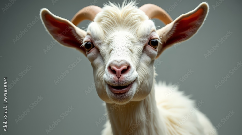 Fototapeta premium Saanen Goat Self Portrait Realistic Style
