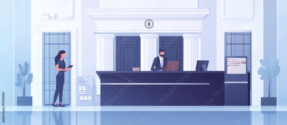 Bank manager concept illustration featuring a flat design suitable for web applications emphasizing financial transactions and money management themes Bank manager concept illustration featuring a flat design suitable for web applications emphasizing financial transactions and money management themes