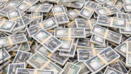 Pile of Bangladesh Currency Bundle-Stack of 500 Taka Notes, High-Resolution Currency Photo.